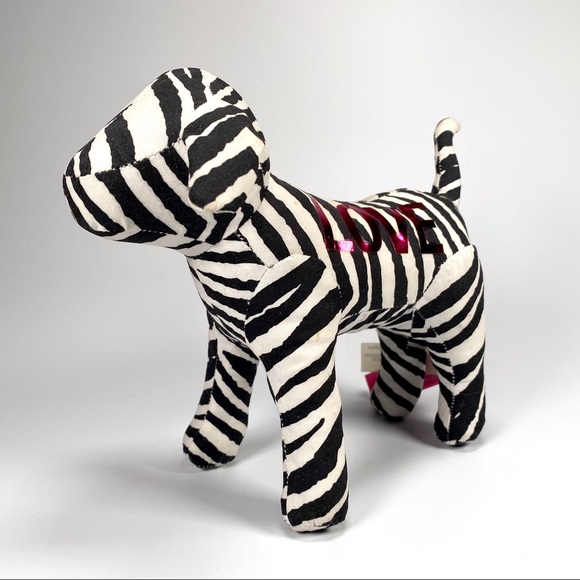 PINK Victoria’s Secret Plush Zebra Striped Love Dog